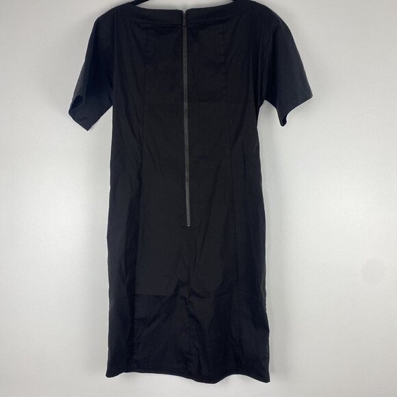 Lafayette 148 Women's Knee Length Shift Dress Size 4 Black Exposed Zipper - Picture 4 of 9